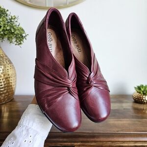 COBB HILL By New Balance Women's Genuine Leather Slip-on Heels Burgundy Pumps 9N
